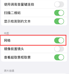 带岭苹果手机维修网点分享iPhone如何开启九宫格构图功能