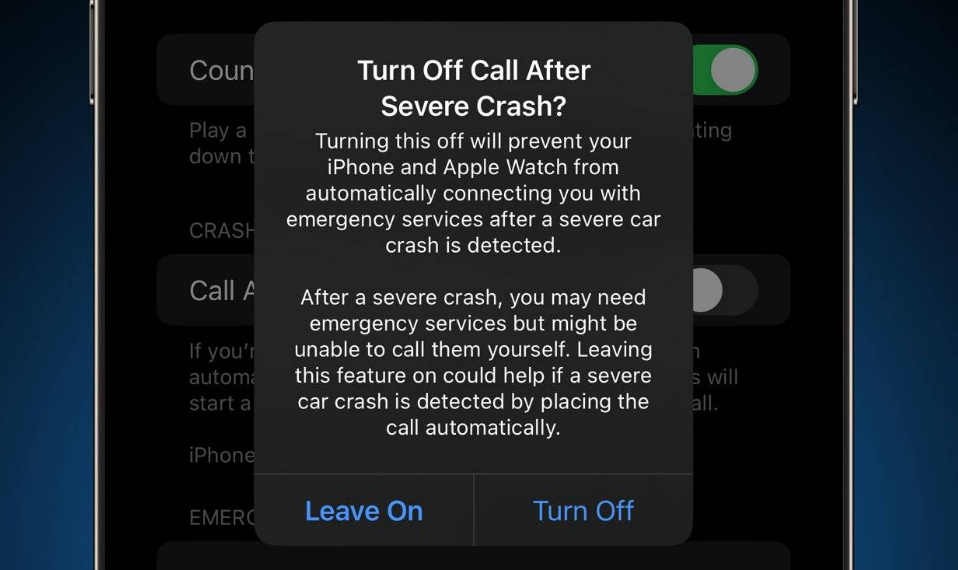 带岭苹果14维修分享 iPhone 14 和 Apple Watch 上关闭崩溃检测 