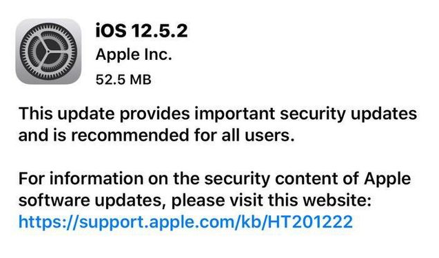 带岭苹果手机维修分享iOS12.5.2发布，建议所有老苹果用户安装 